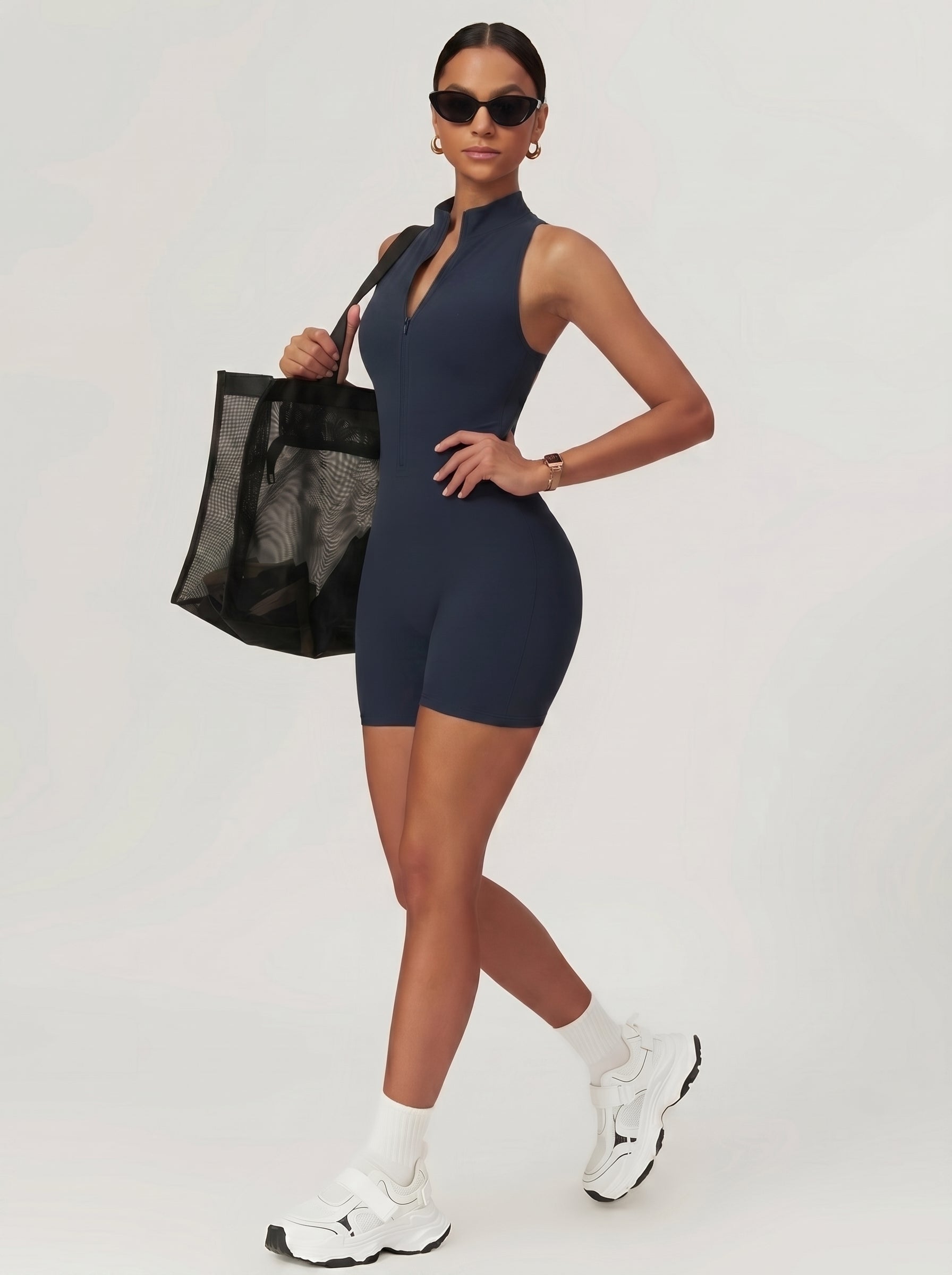 Sculpt Lacivert Sırt Detaylı Tulum