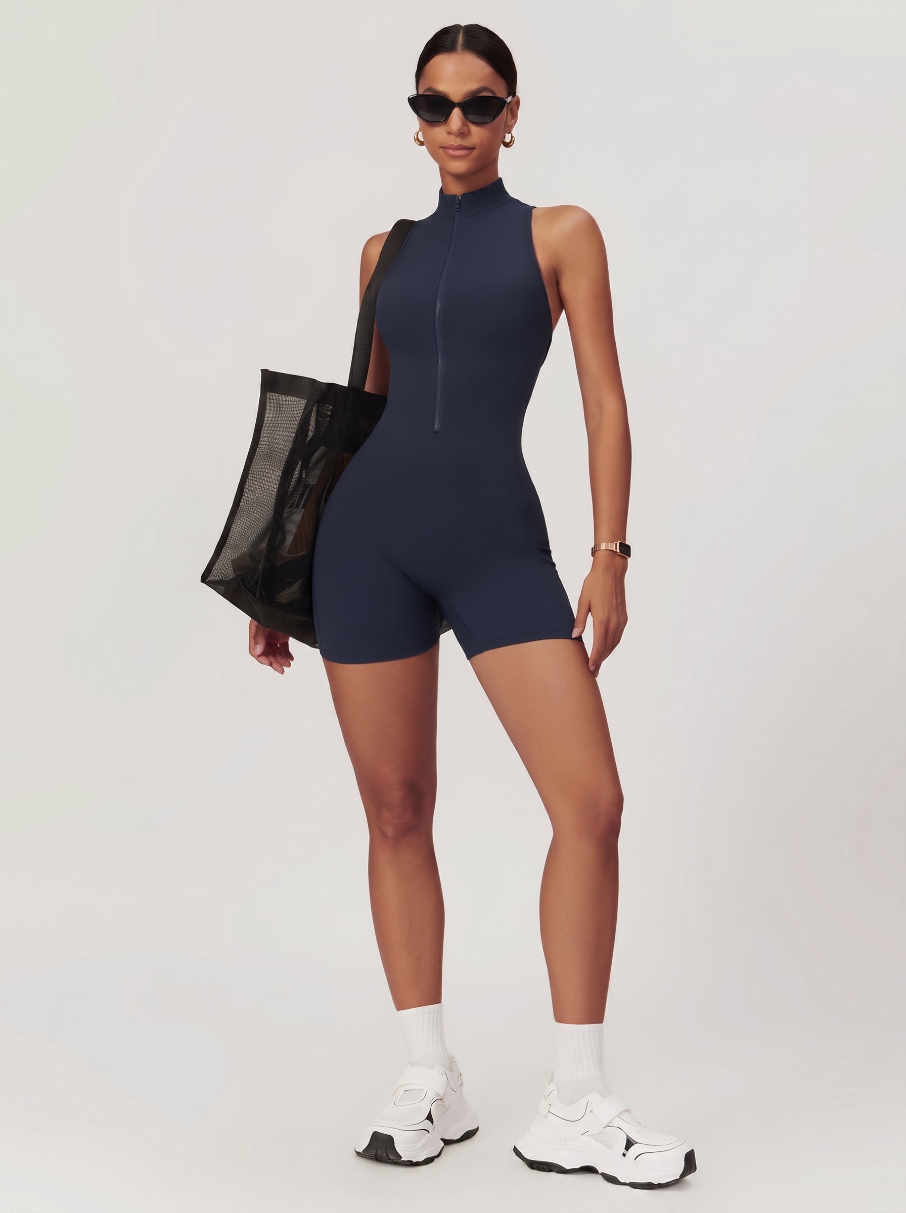 Sculpt Lacivert Sırt Detaylı Tulum
